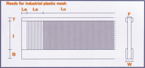 Reeds for industrial plastic mesh